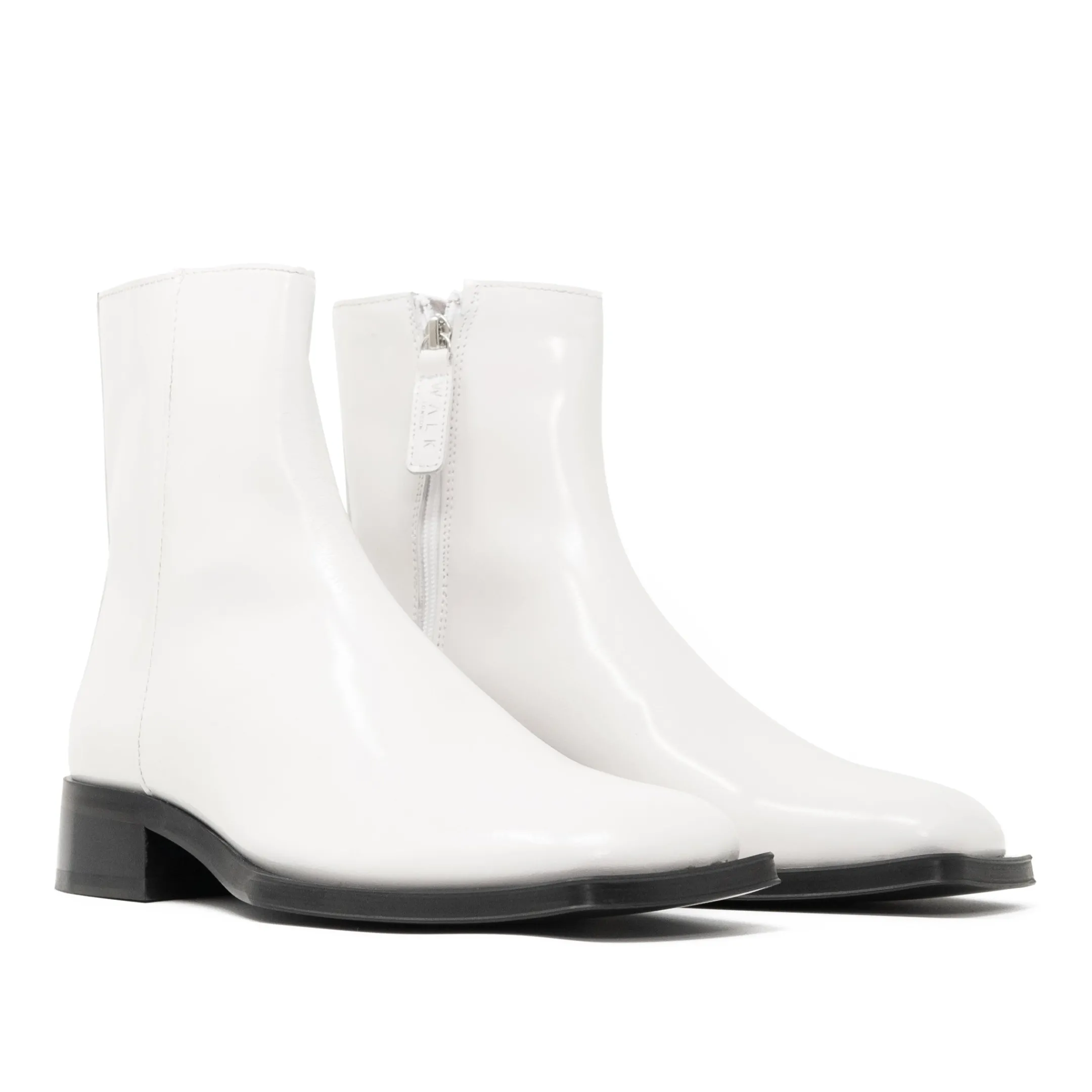 Discount Walk London Abbey Zip Up Cuban Heel Boot White