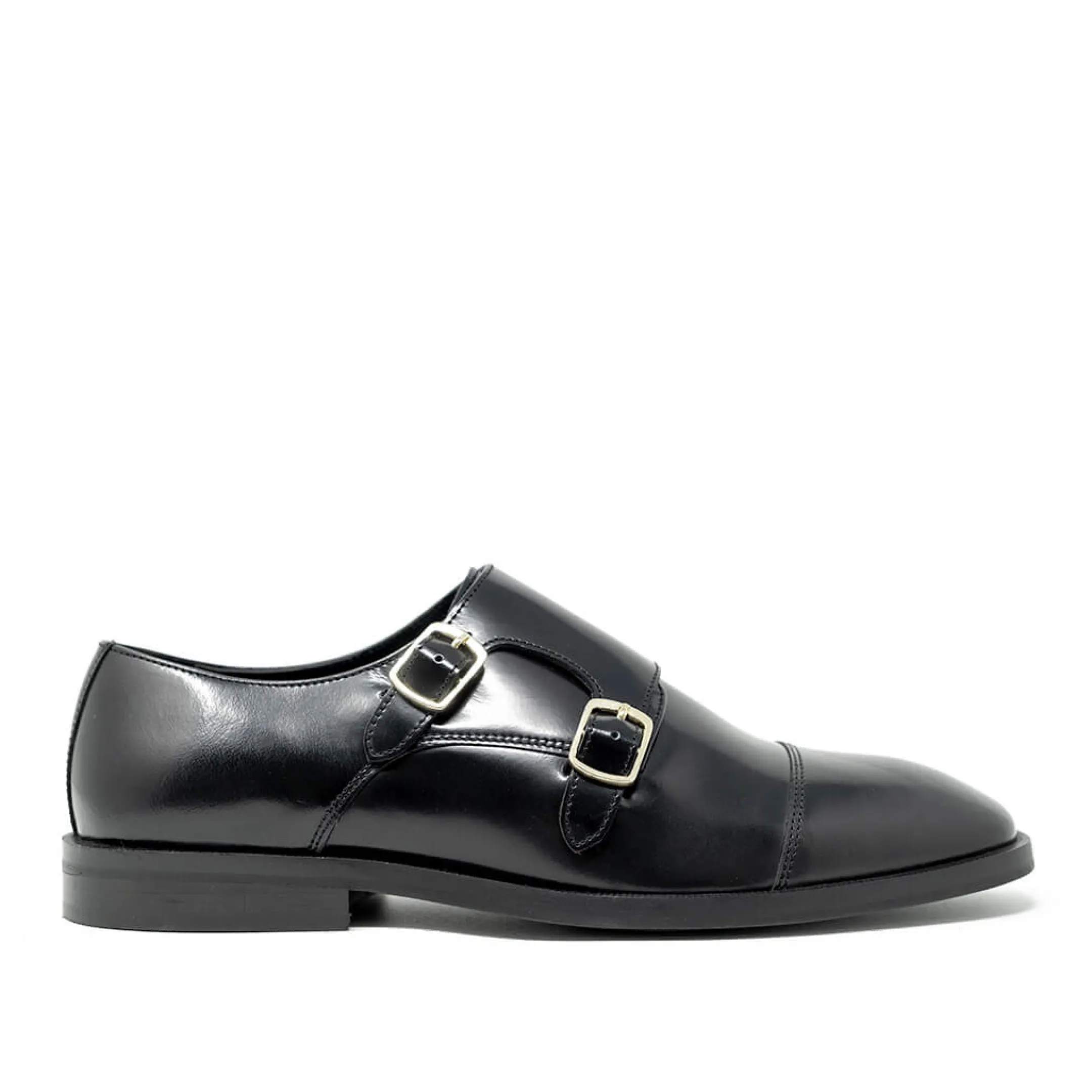 Clearance Walk London Alex Monk Strap Shoe Black