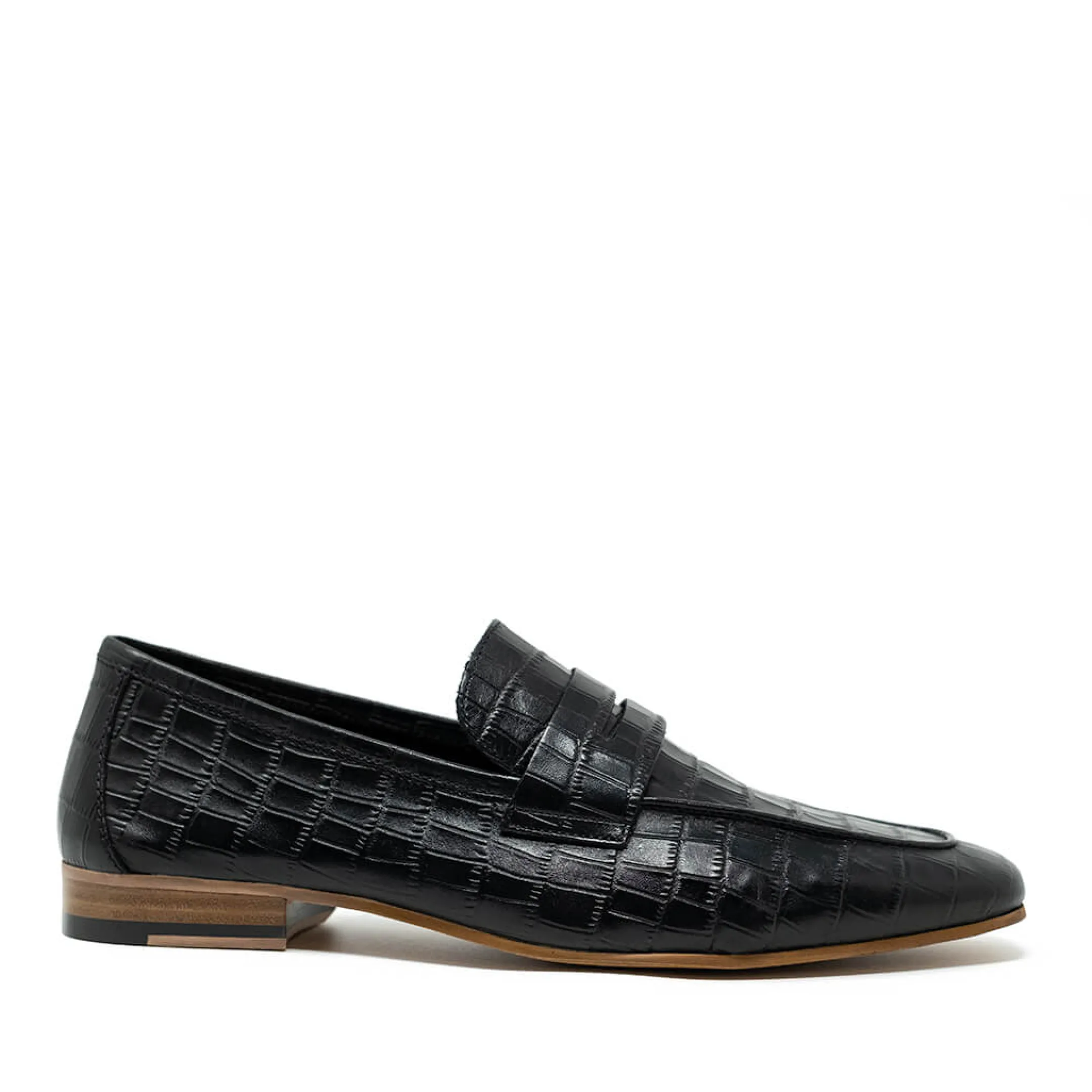 Store Walk London Capri Embossed Saddle Loafer Black