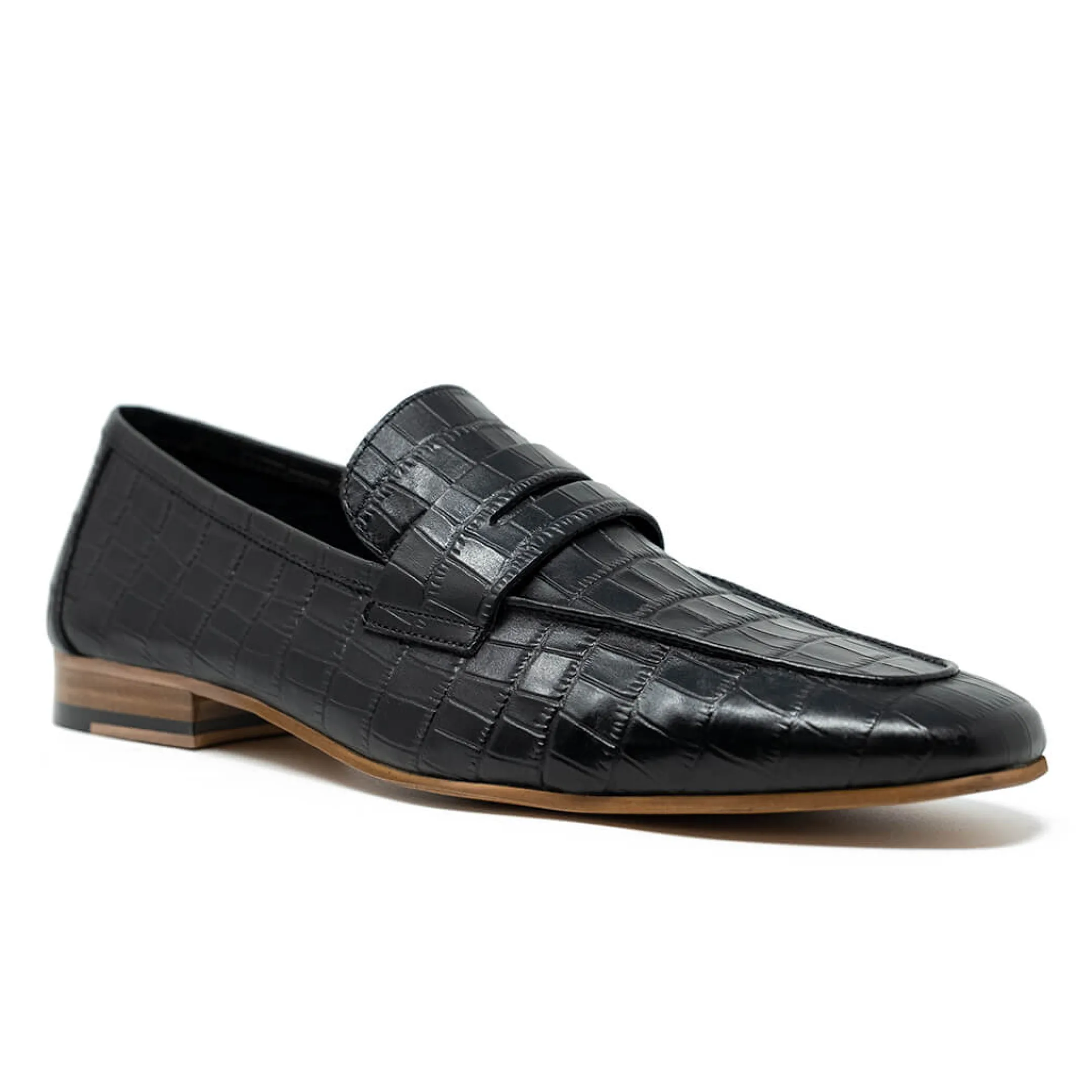 Store Walk London Capri Embossed Saddle Loafer Black