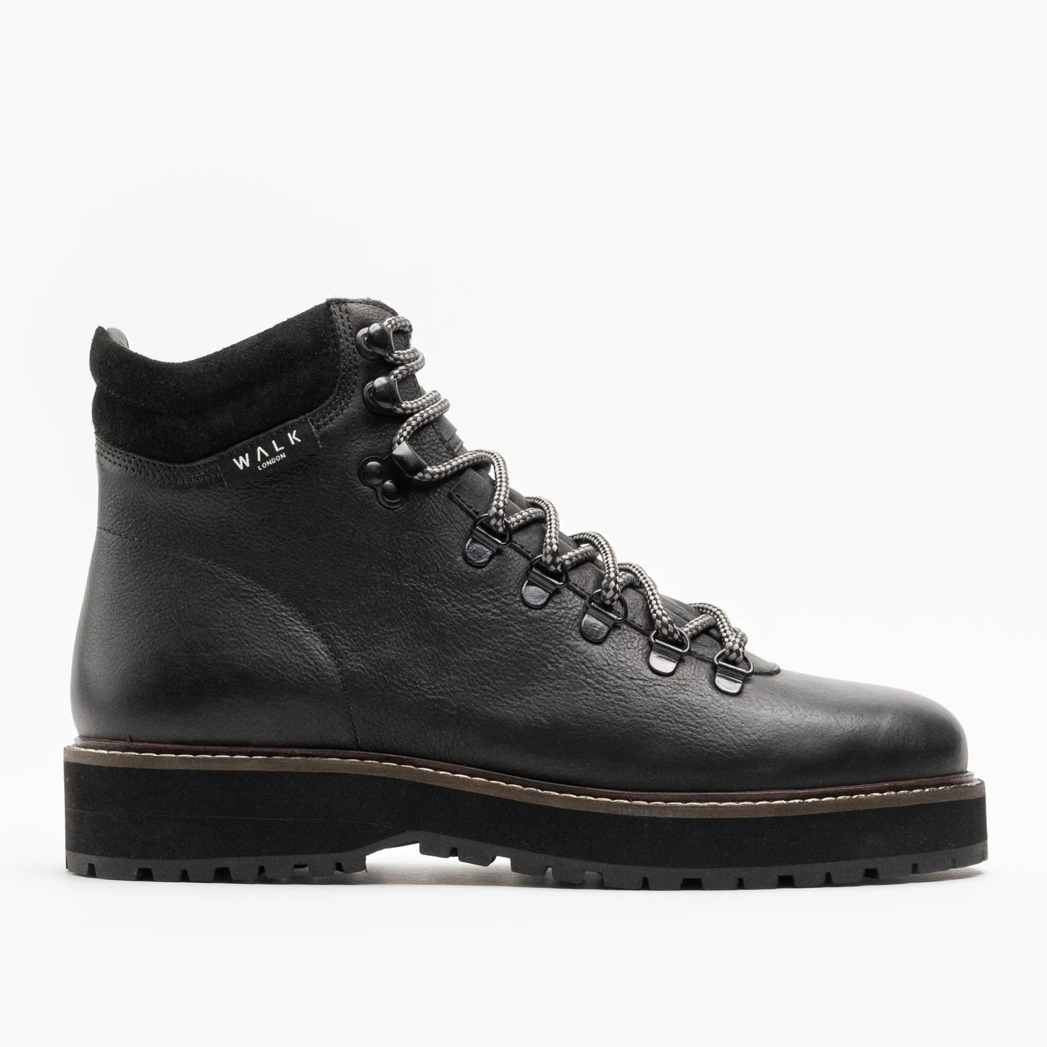 Fashion Walk London Connery Hiking Boot Black Leather