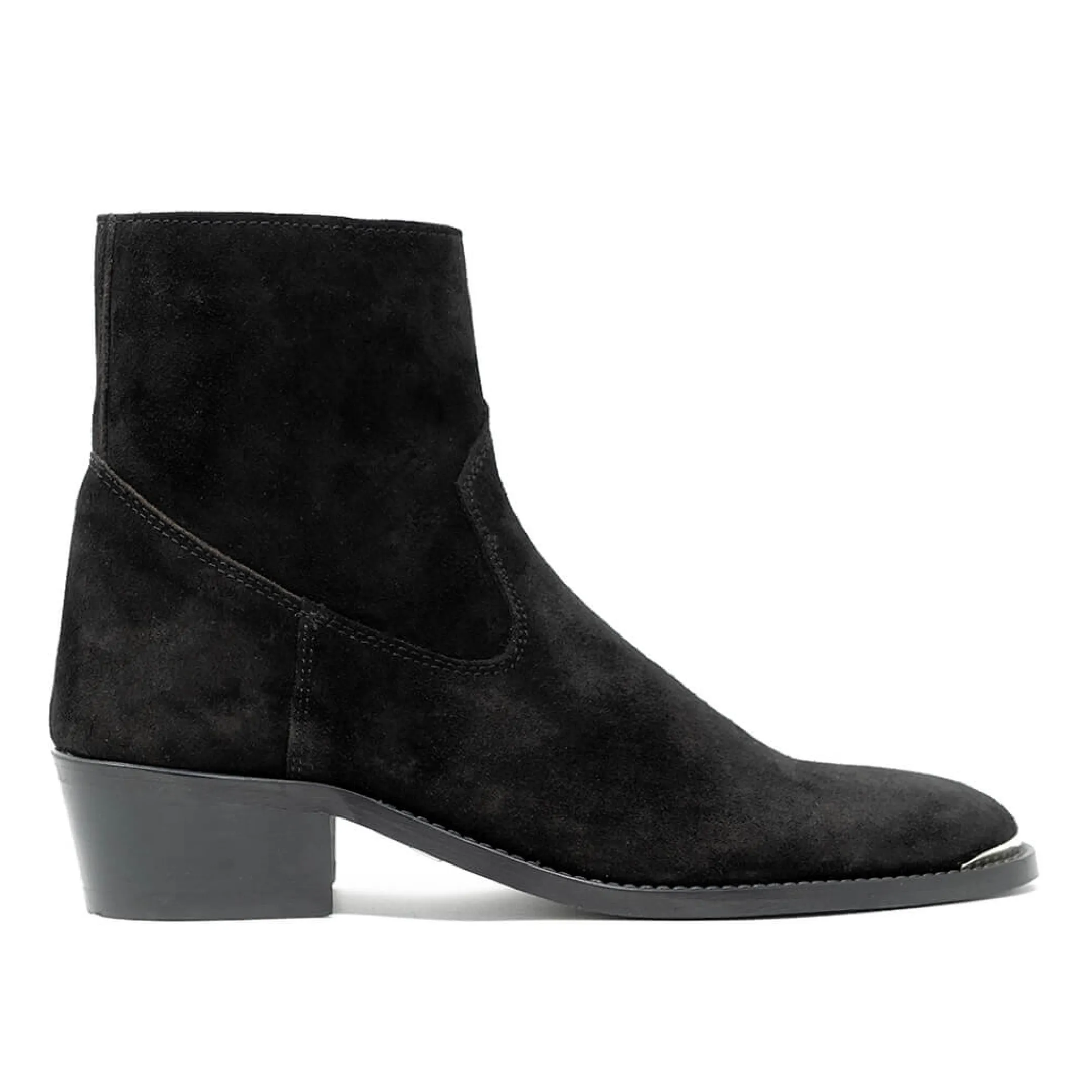 Sale Walk London Hoxton Hex Cuban Heel Zip Up Boot Black Suede