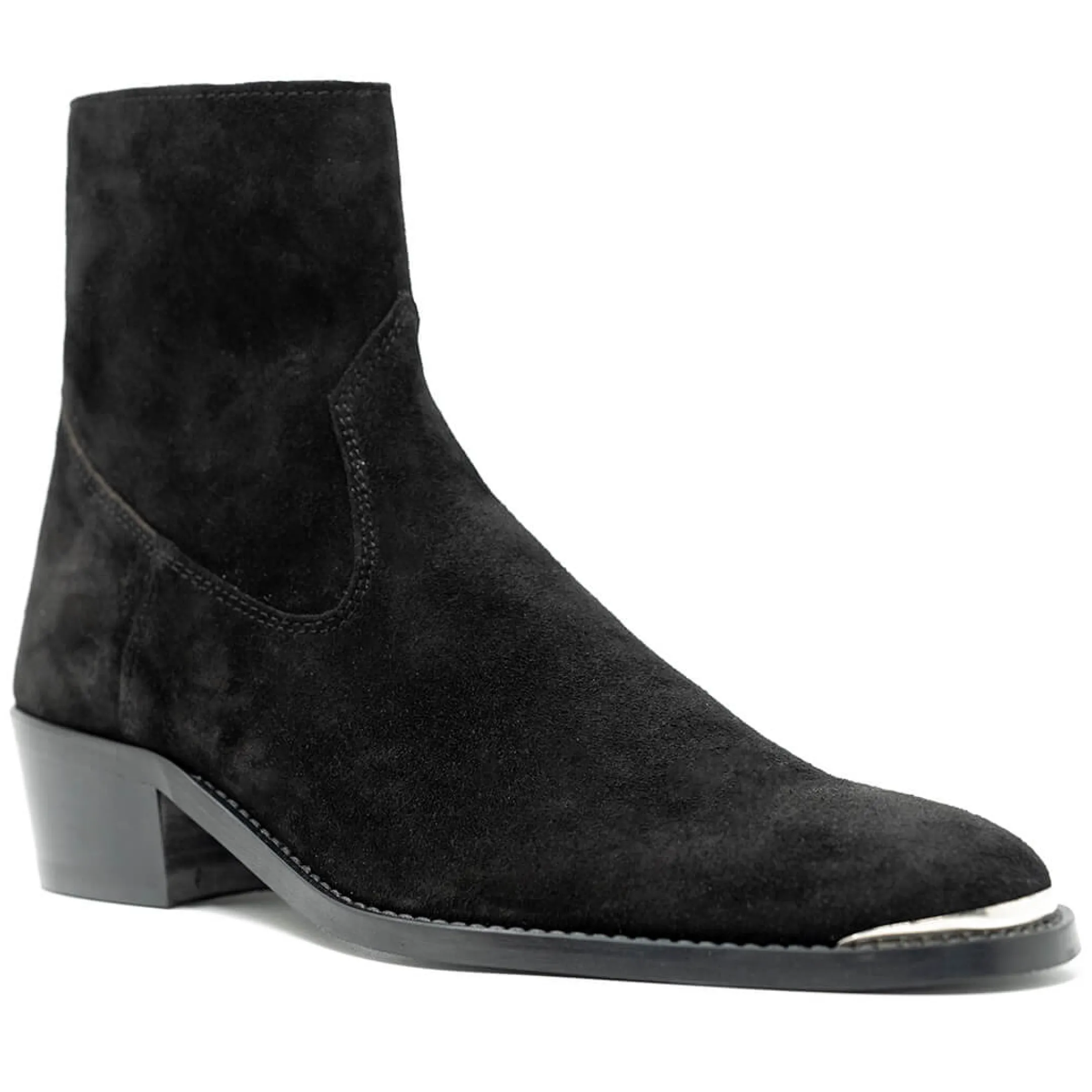 Sale Walk London Hoxton Hex Cuban Heel Zip Up Boot Black Suede