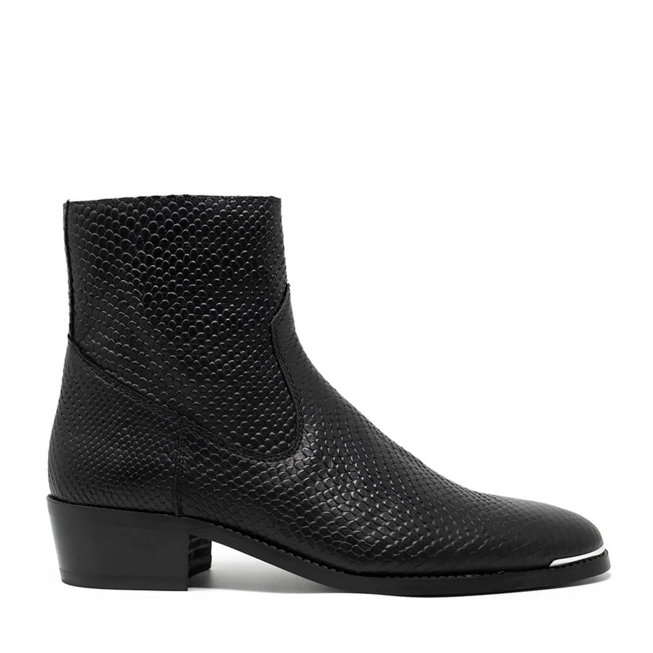 Hot Walk London Hoxton Hex Emboss Cuban Heel Boots Black
