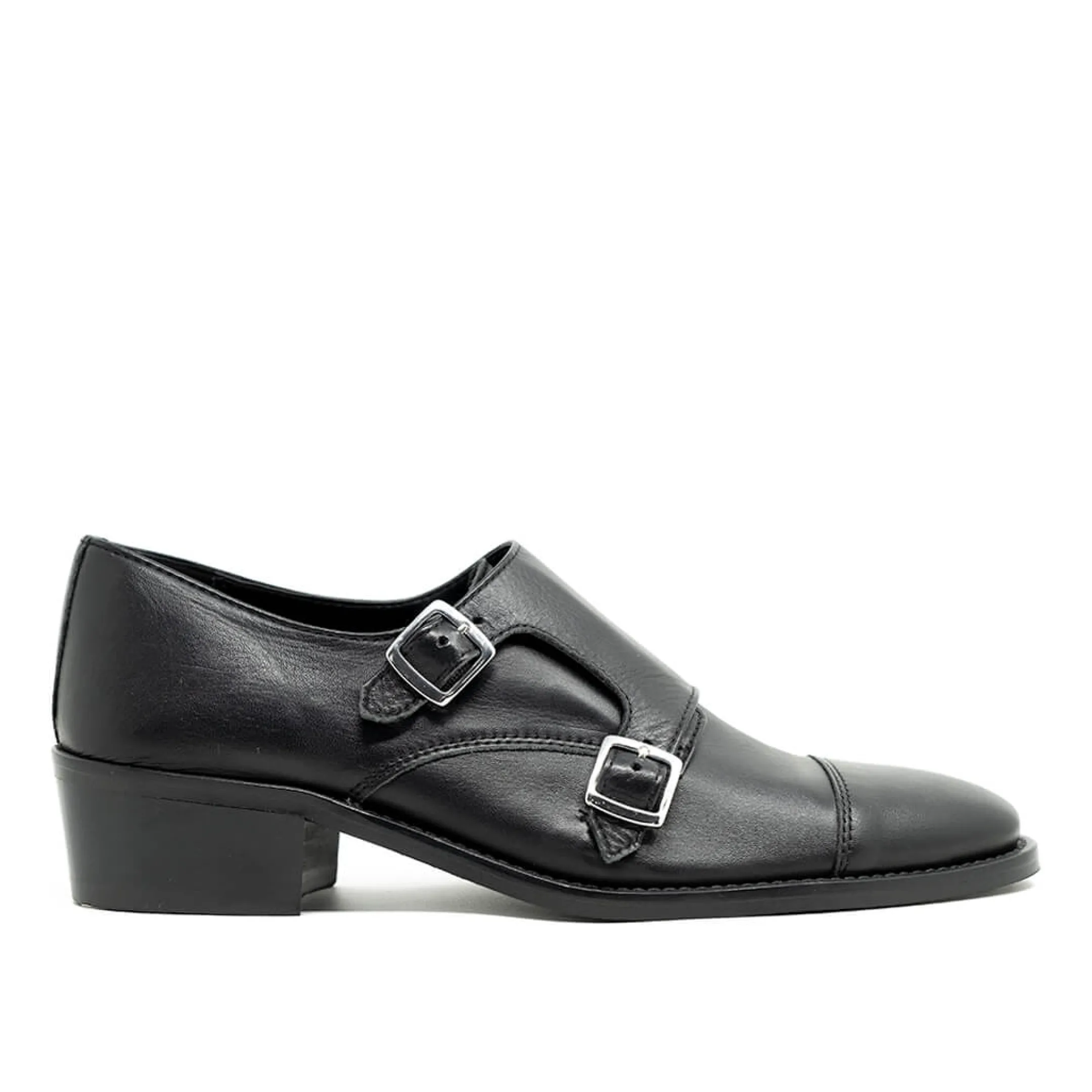 Hot Walk London Hoxton Monk Strap Shoe Black Leather