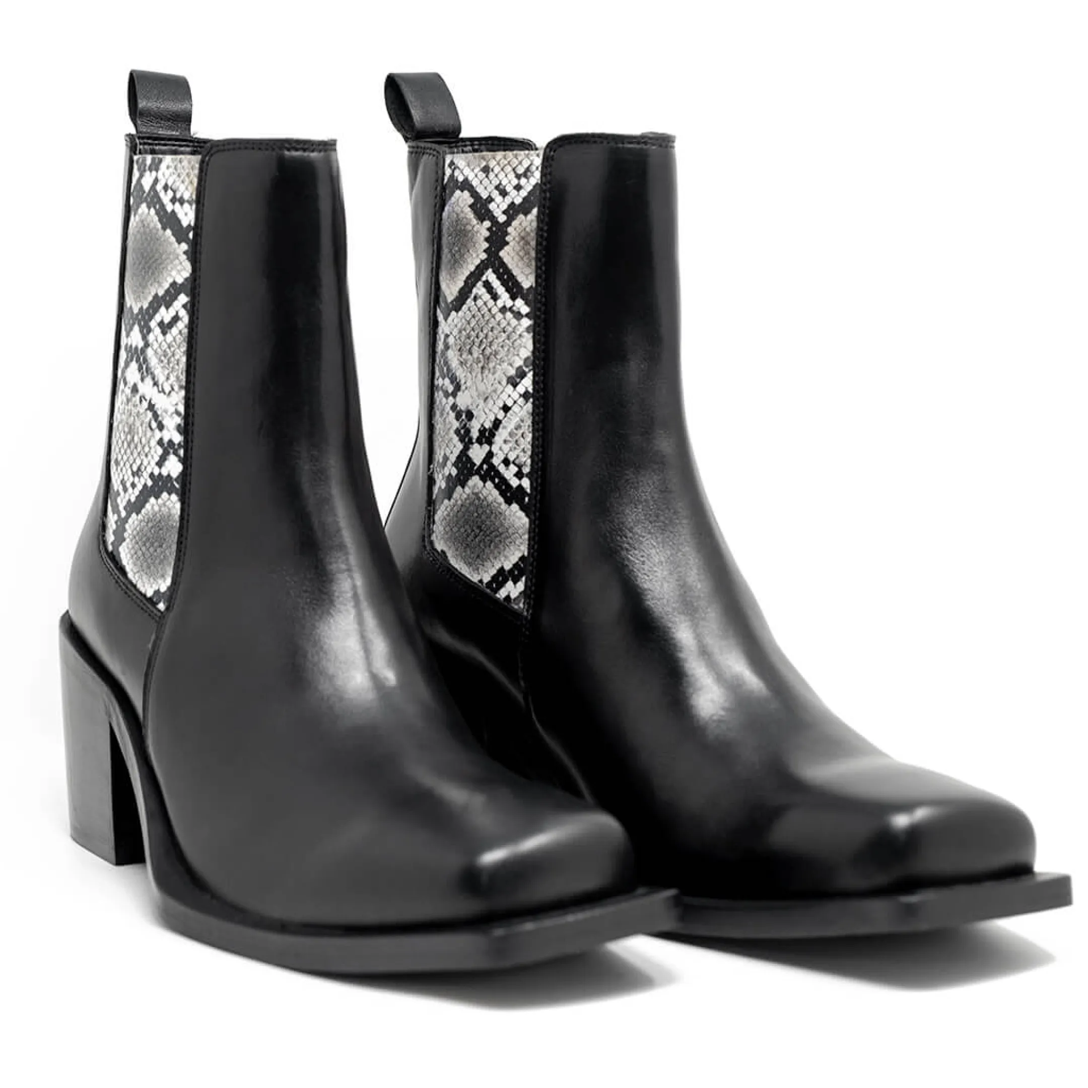 Hot Walk London Nola Chelsea Boot Black & Snake