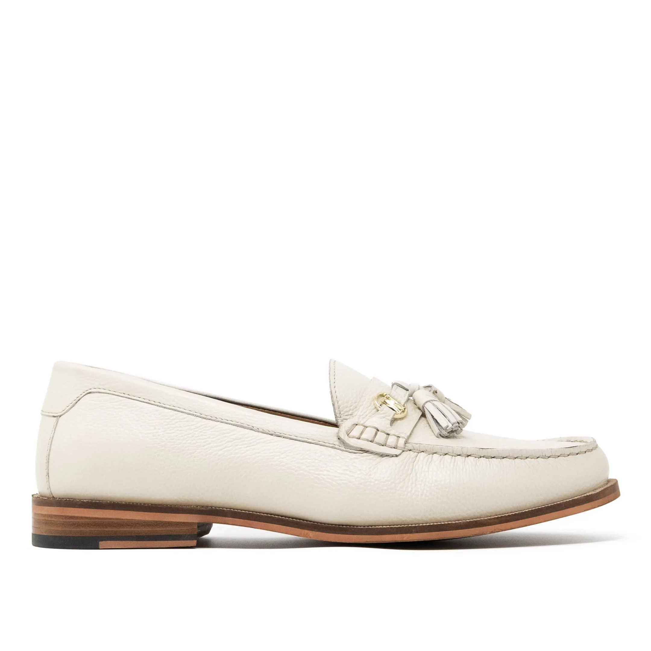 Outlet Walk London Riva Tassel Loafer Off White Leather