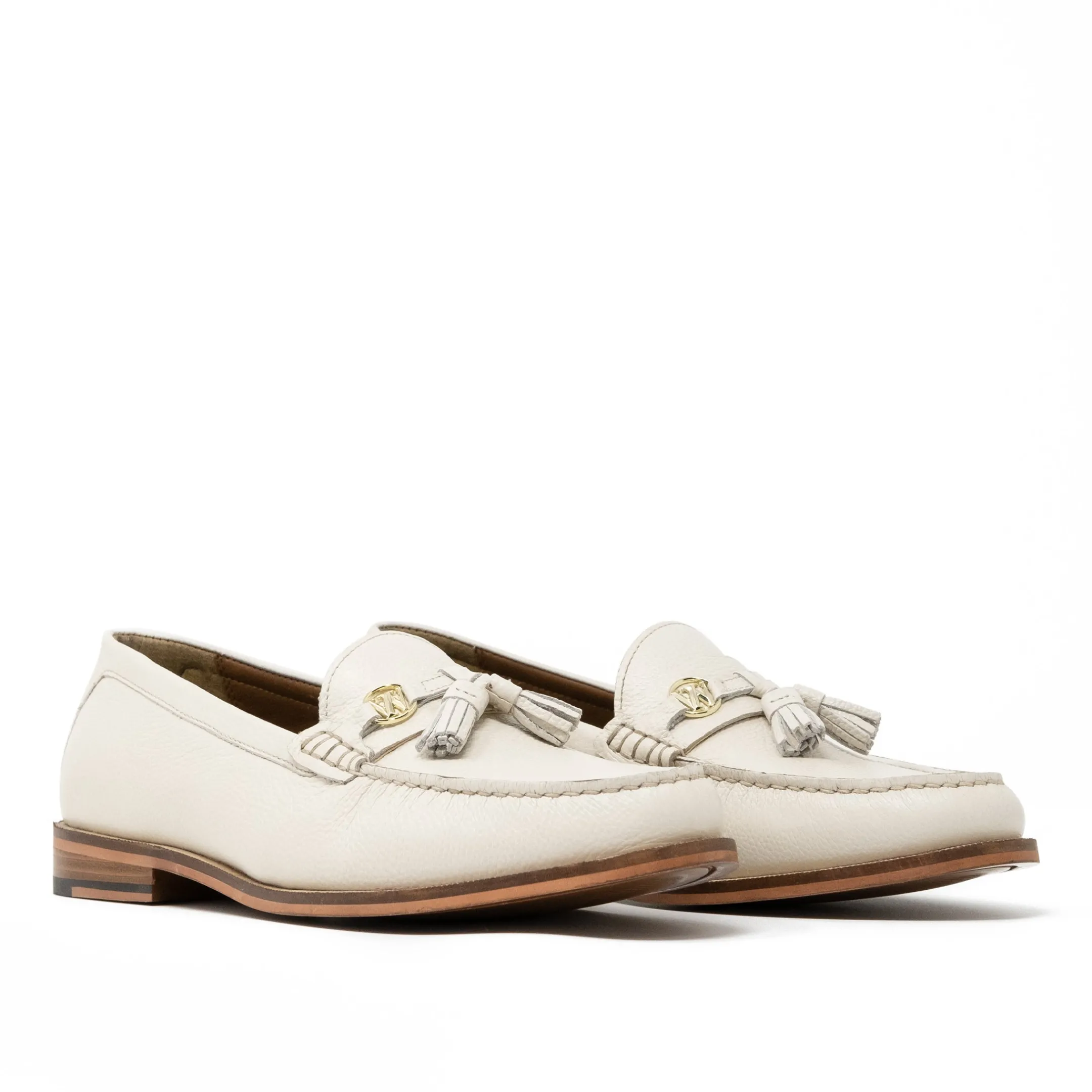 Outlet Walk London Riva Tassel Loafer Off White Leather