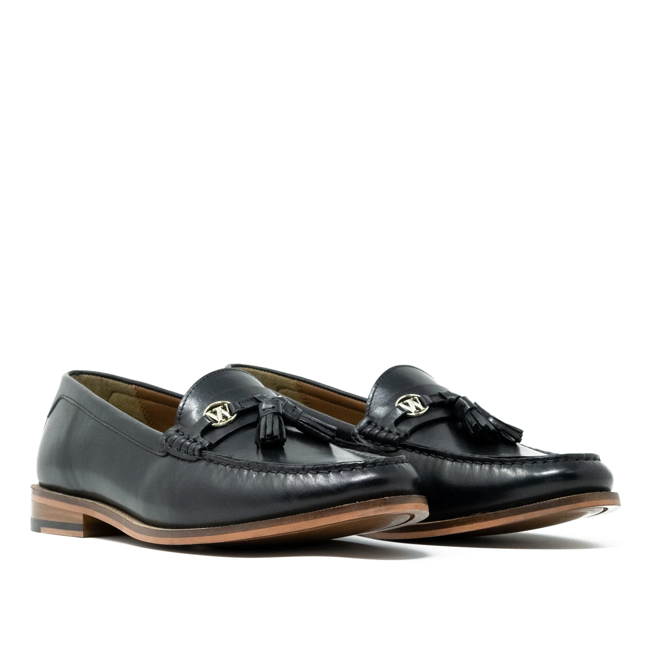 Shop Walk London Riva Tassel Loafer Black Leather