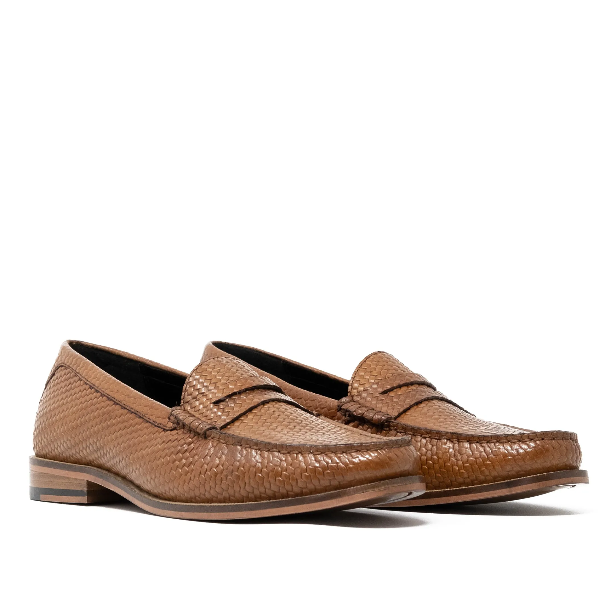 Online Walk London Riva Weave Loafer Tan Leather