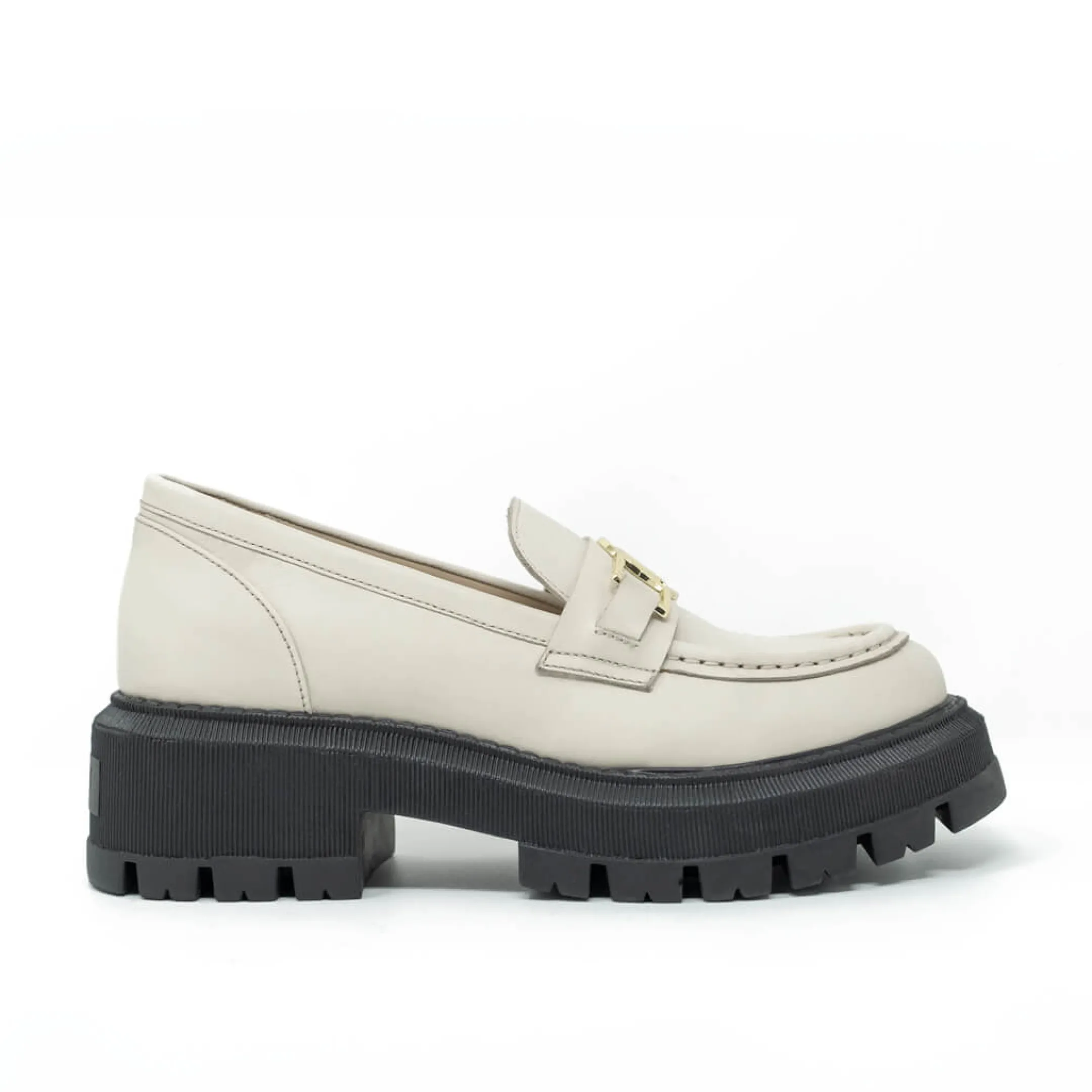 Hot Walk London Roxy Mono Trim Loafer Off White