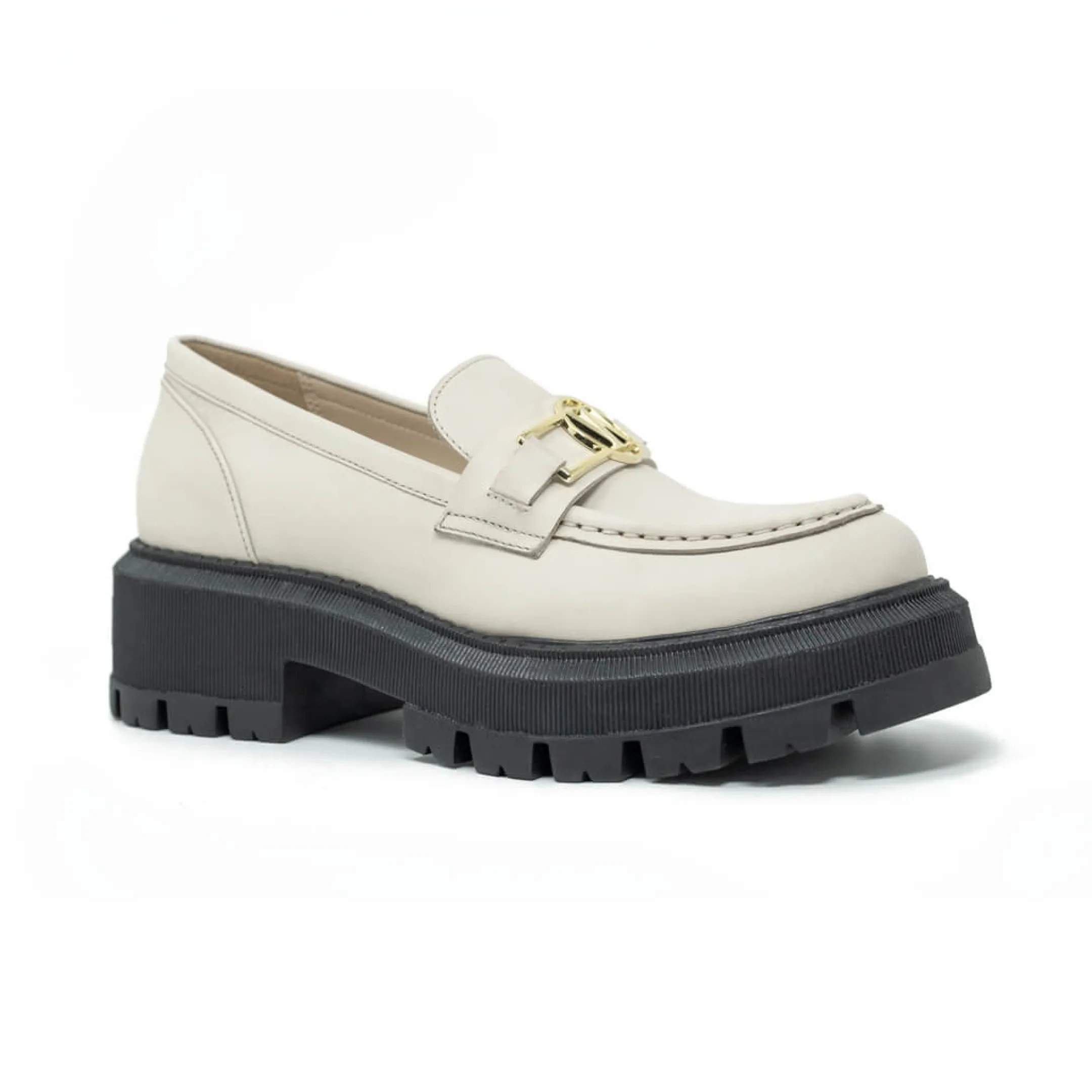 Hot Walk London Roxy Mono Trim Loafer Off White
