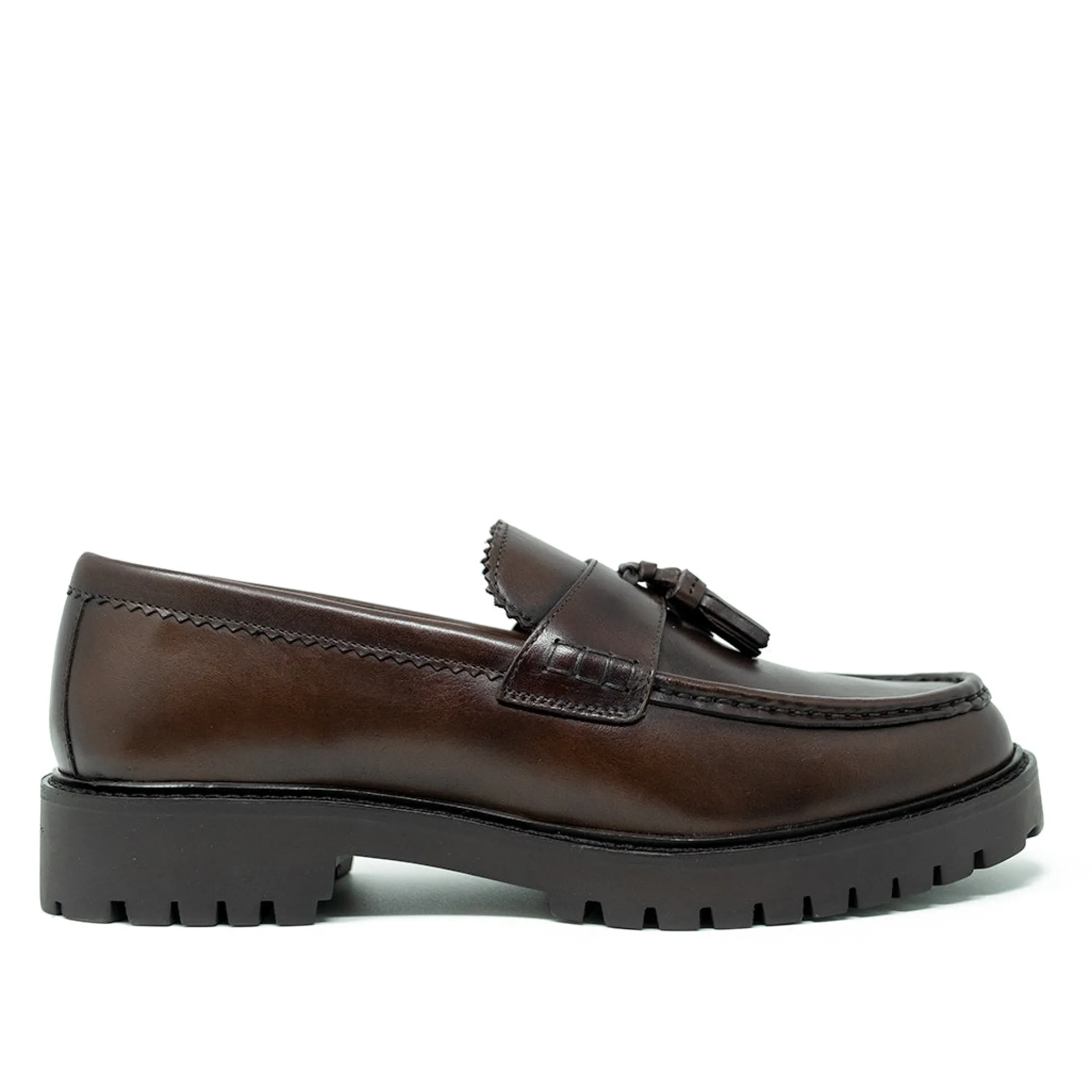 Cheap Walk London Sean Tassel Loafer Brown Leather