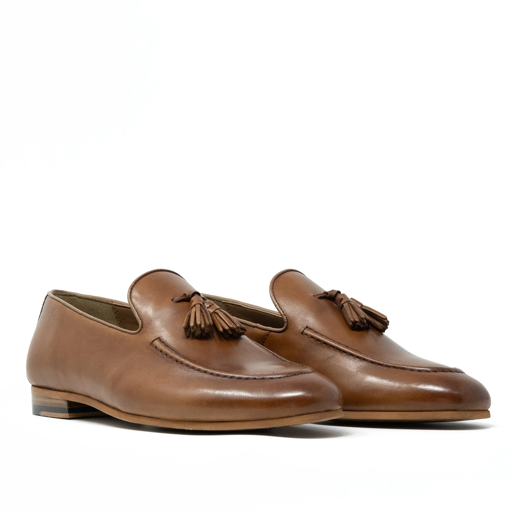 New Walk London Terry Tassel Loafer Tan Leather