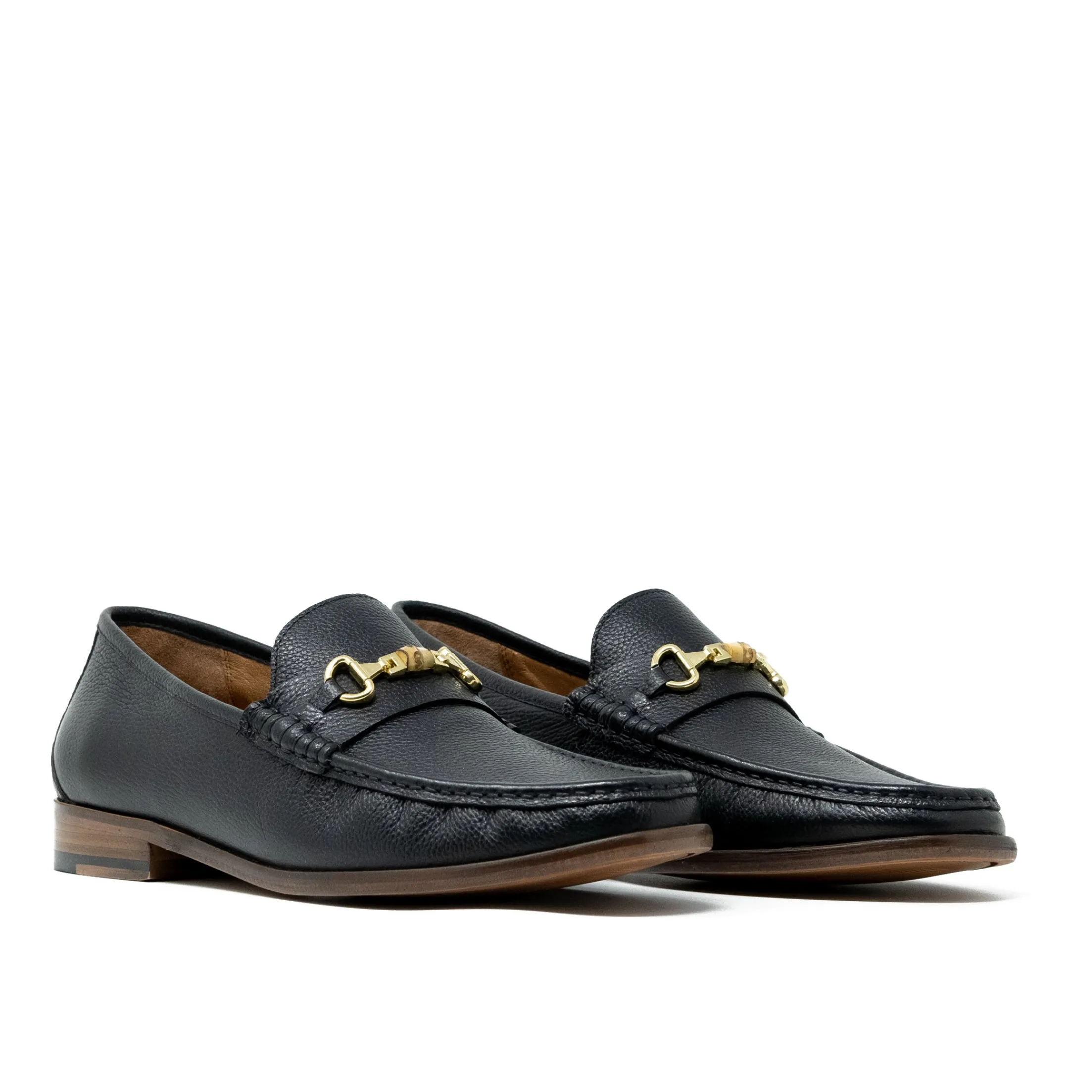 Shop Walk London Tino Bone Loafer Black Leather