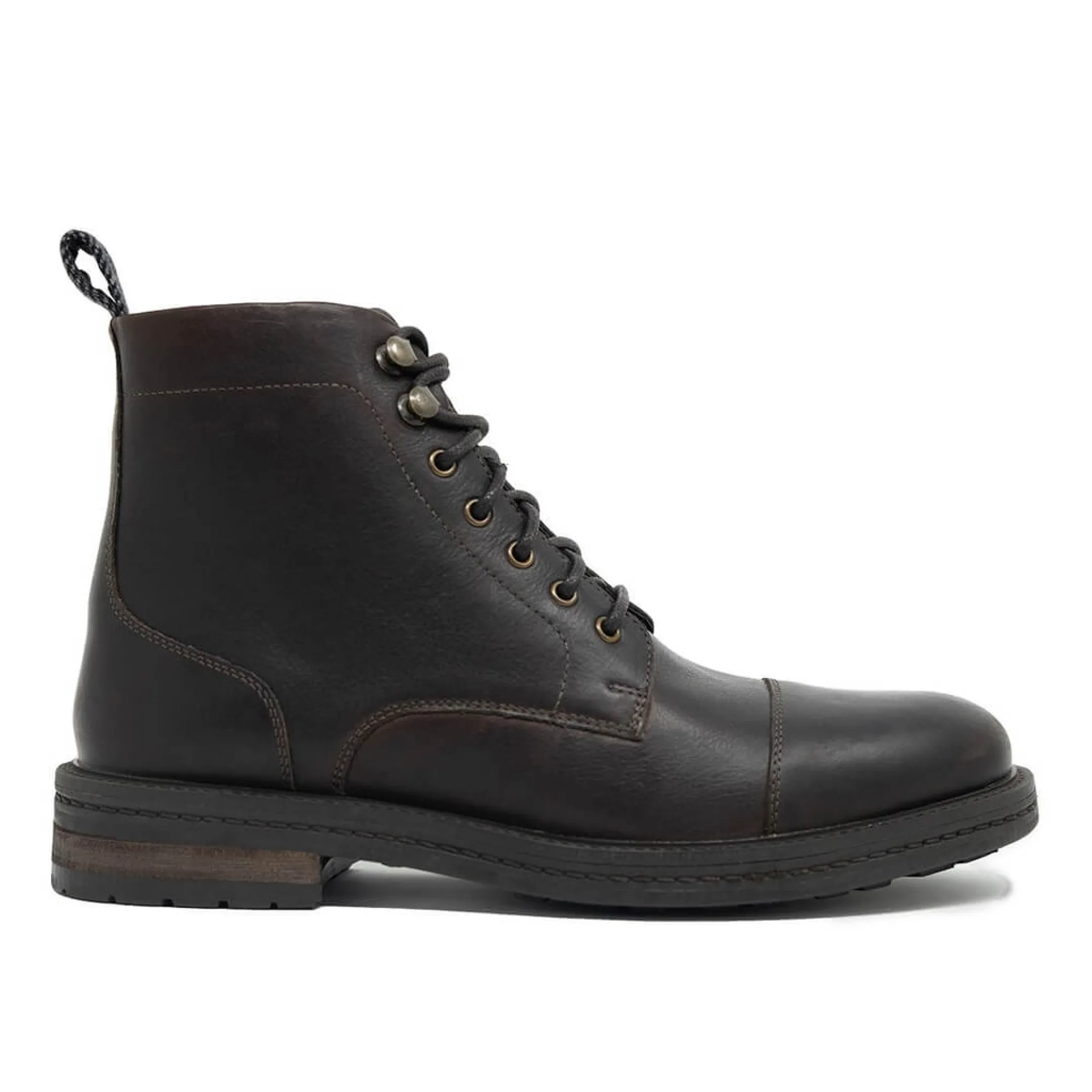 New Walk London Wolf Toe Cap Boot Brown Leather