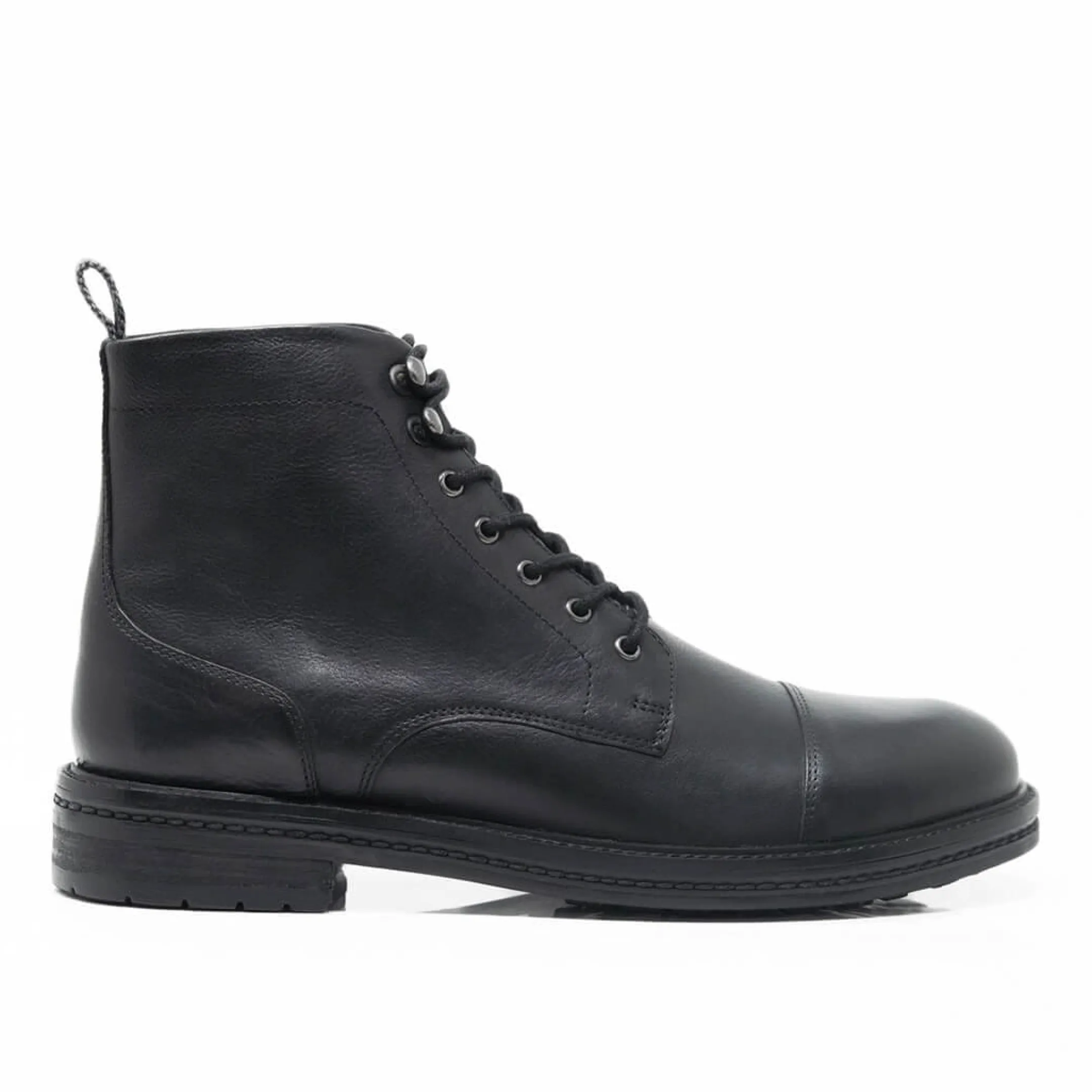 Shop Walk London Wolf Toe Cap Boot Black Leather